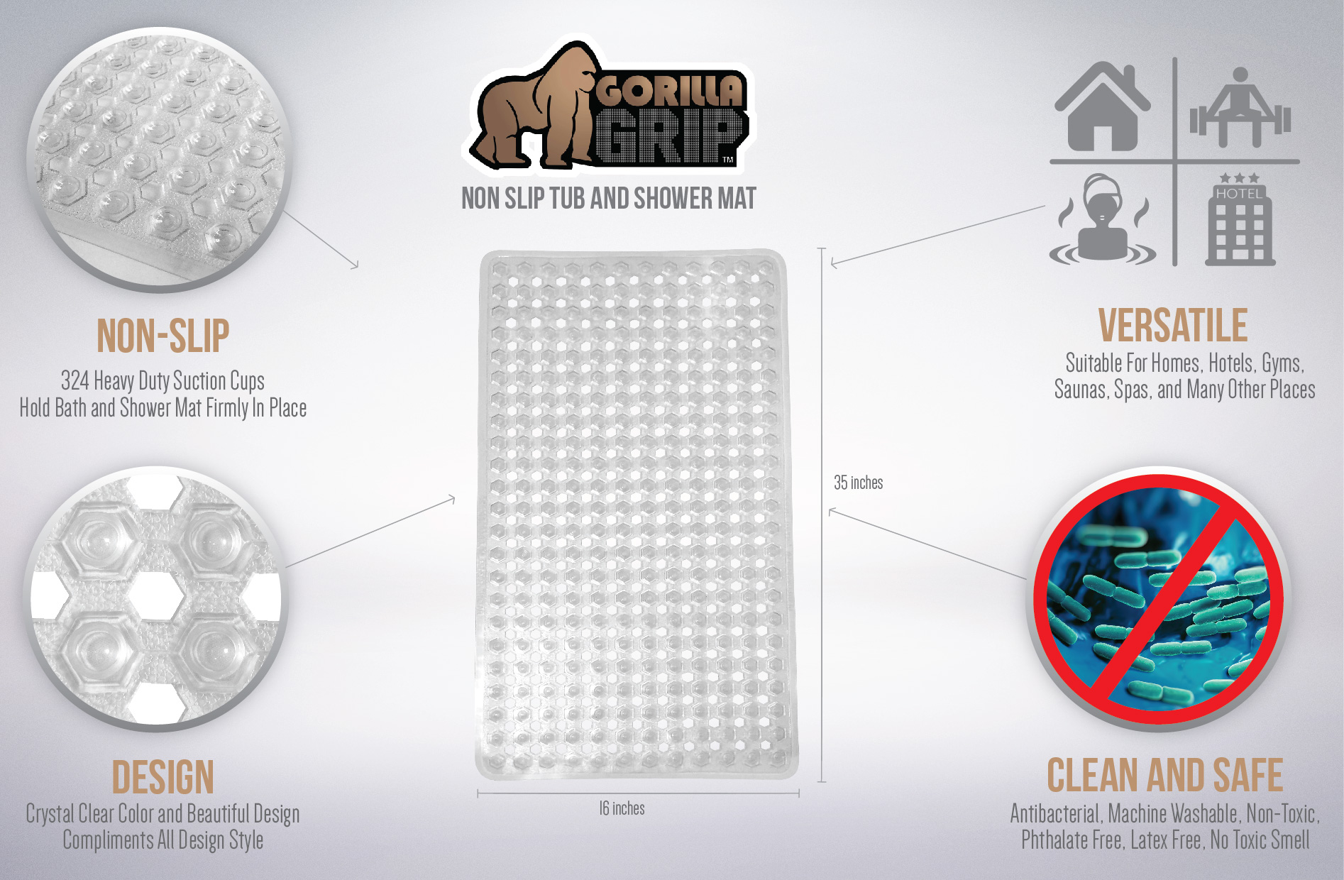Non Standard Tub Size Free Image Non Standard Tub Size The Original Gorilla Grip Tm Slip Bath